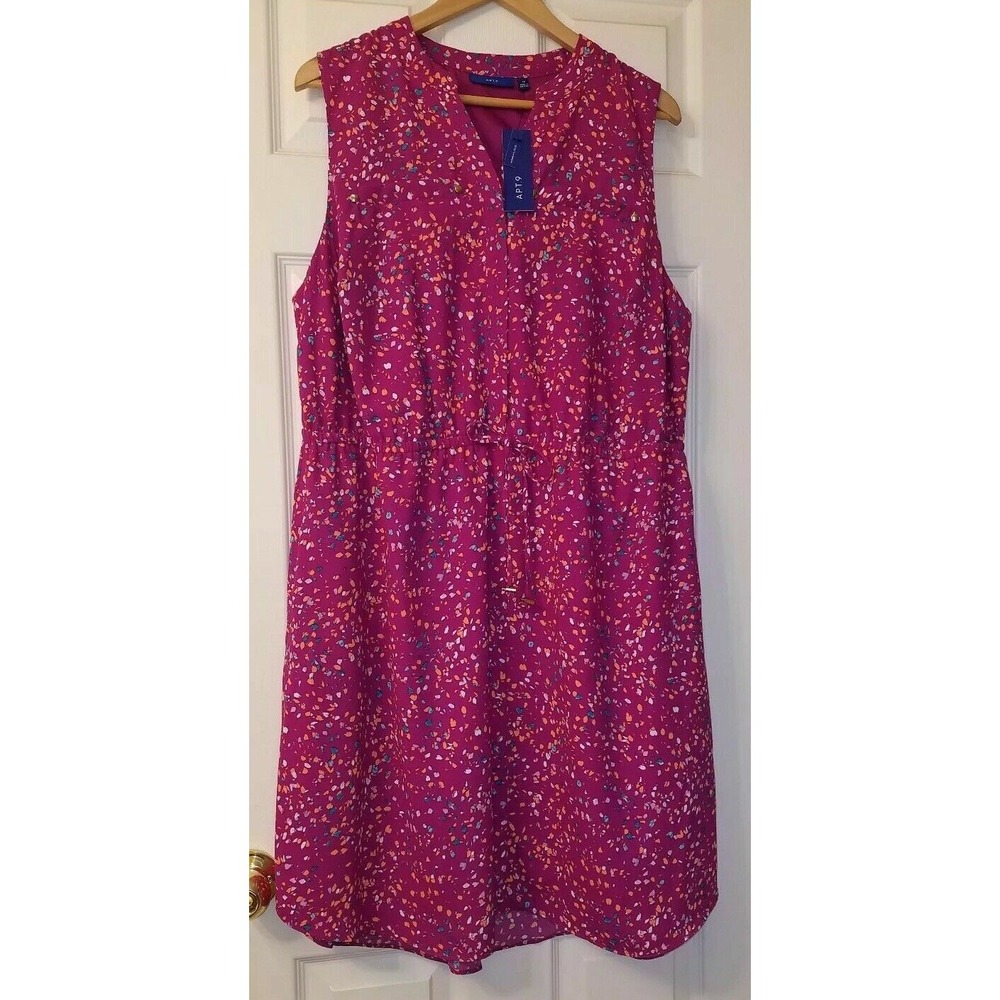 APT.9 Women SleevelessTie Waist Dress Spring Summer Pink Plus sz 1X‎ NEW